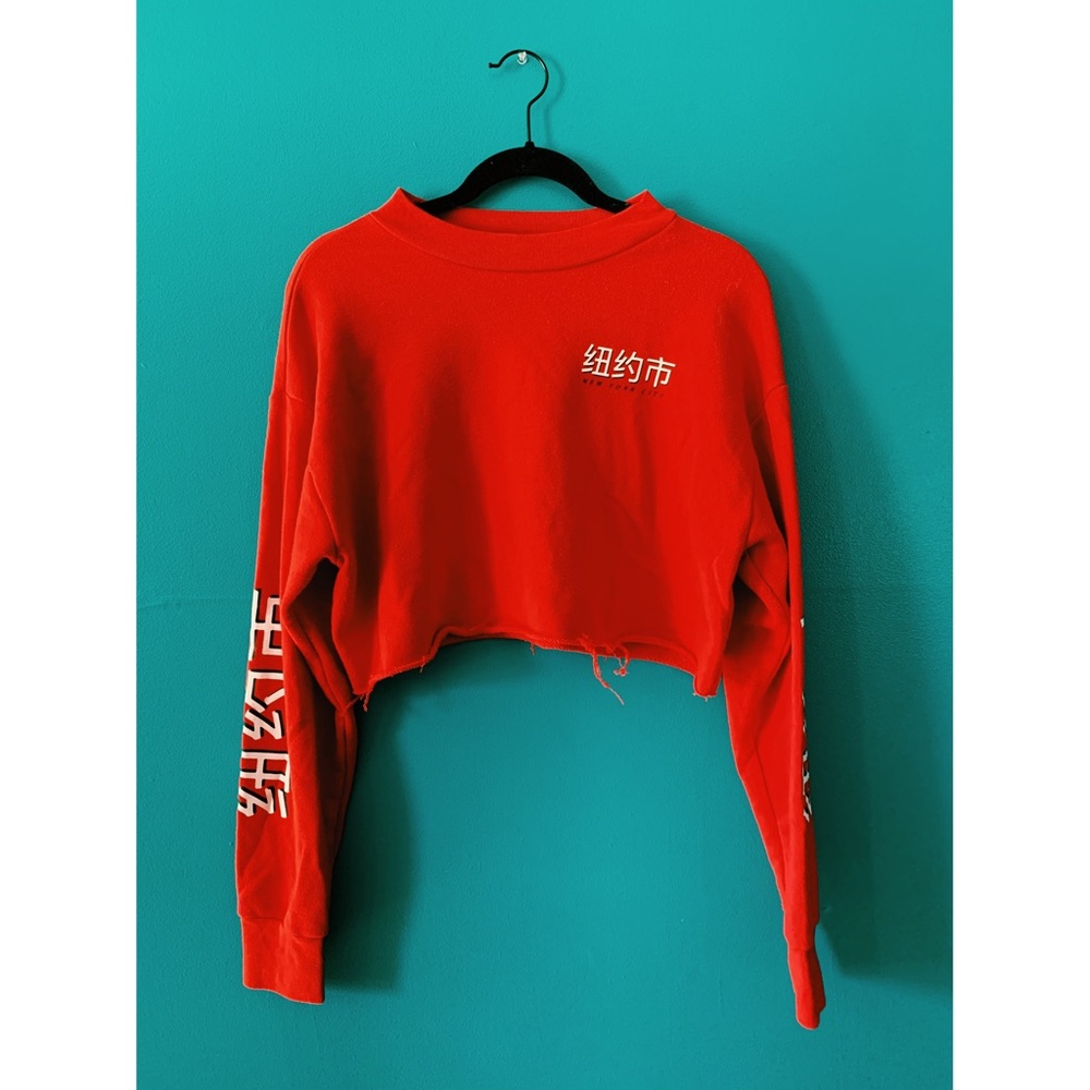 Red long sleeved crop top